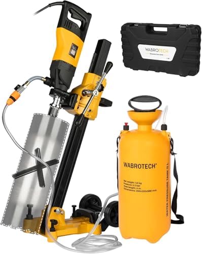 WABROTECH Kernbohrgerät WT160/2PD mit Bohrständer und Wasserversorgung in Aktion.