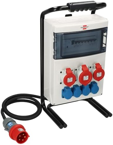 Brennenstuhl Tragbarer Stromverteiler (1x32A + 2x16A CEE-Steckdosen, 2m Kabel, für ständigen Einsatz im Freien, mit FI-Personenschutz, Made in Germany)